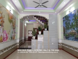 Bán nhà 3 tầng 4.5x16,5m trung tâm thị xã dĩ an